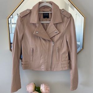 Nude/pink leather biker jacket